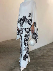 Flower Print High Waisted Loose Skirts Bottoms