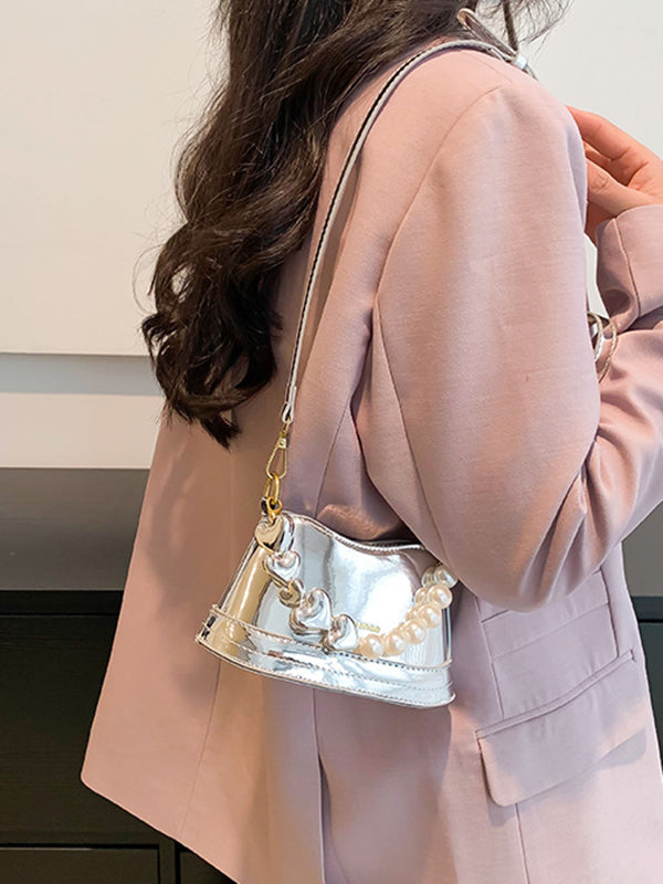 Chains Contrast Color Shiny Bag
