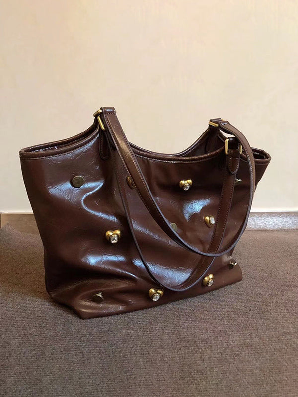Buckle Rhine Stones Zipper Handbags