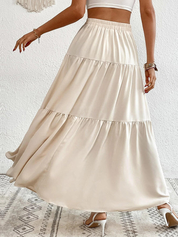 Buttoned Pleated Split-Joint Loose Skirts Bottoms