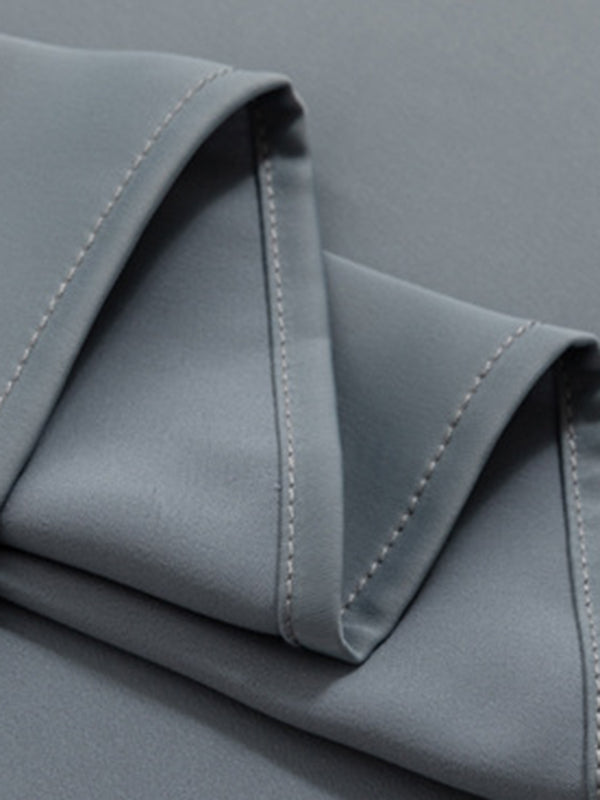 Pleated Split-Joint Loose Puff Sleeves High Neck Blouses&shirts Tops