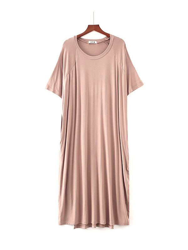 Modal Asymmetric Short Sleeve Loose Oversize Pajamas Dress