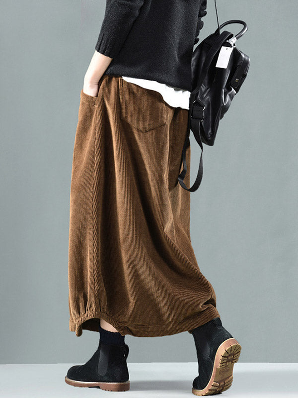 Elasticity High-Waisted Solid Color Split-Joint Loose Skirts