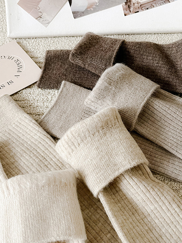 Casual Wool Solid Color Over The Knee Stockings Accessories
