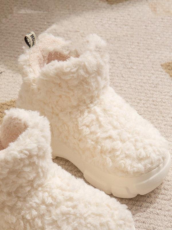 Round-Toe Split-Joint Velvet Platform Shoes Boots