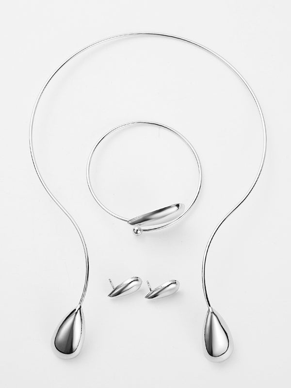 4 Pcs Geometric Necklaces Accessories + Drop Earrings + Bracelet Accessories