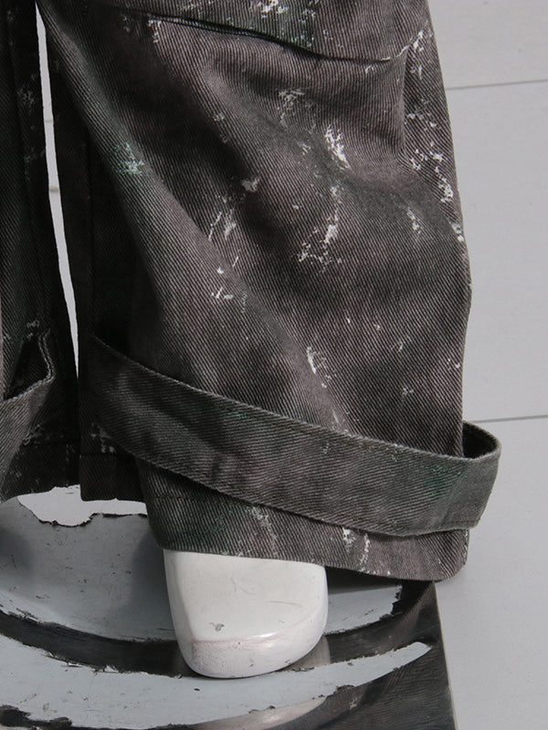 Pockets Split-Joint Tie-Dyed Loose Trousers Pants