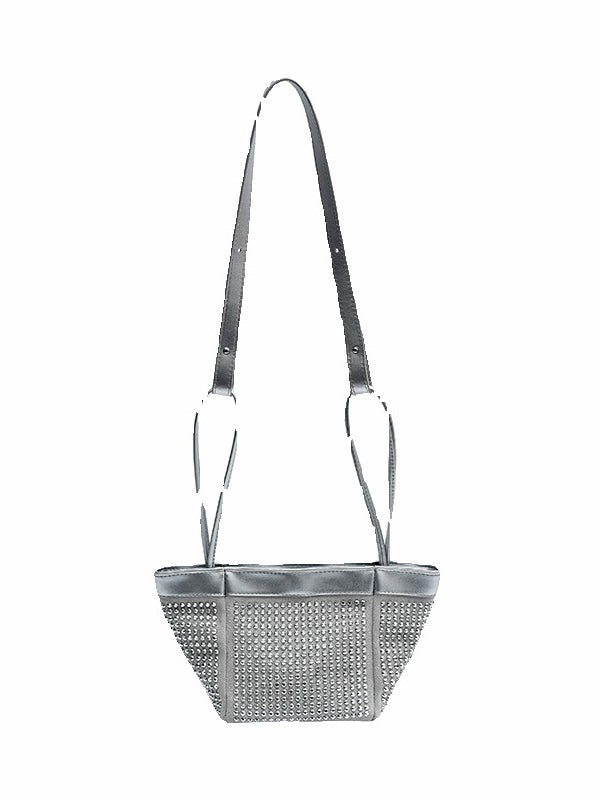 Rhine Stones Shiny Split-Joint Zipper Handbags Crossbody Bags
