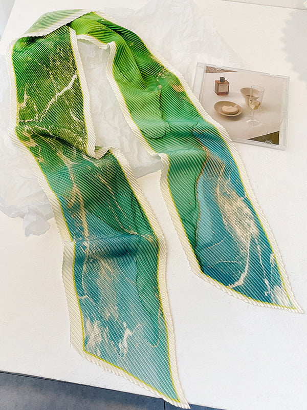 Vintage Tie-Dyed Silk Imitation Pleated Scarf