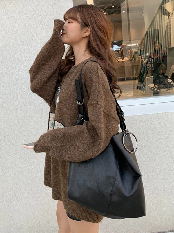 Urban Solid Color PU Shoulder Bag