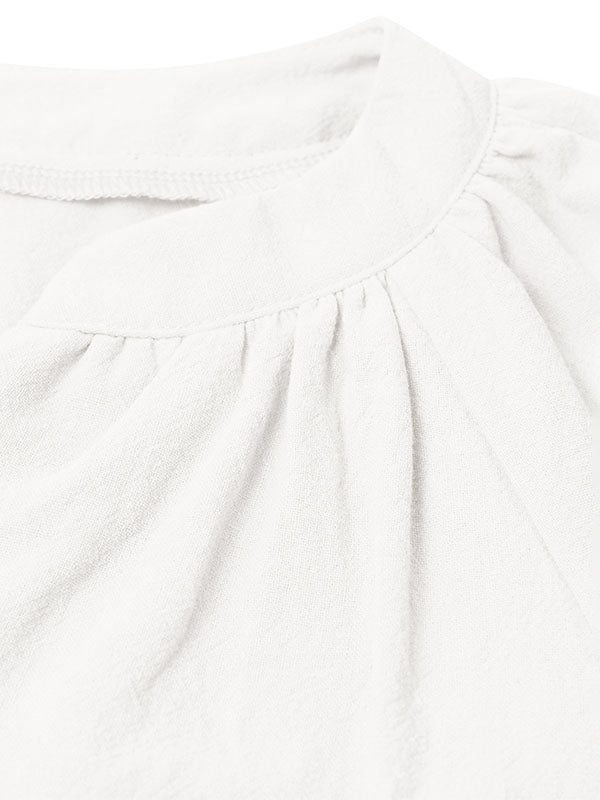 Solid Color Split-Joint Loose V-neck T-Shirts Tops