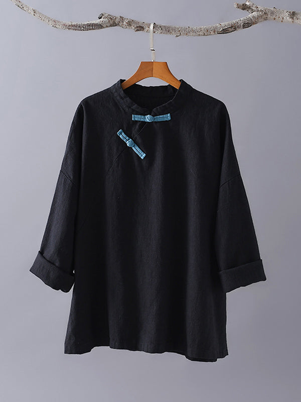 National Style Button Linen Shirt