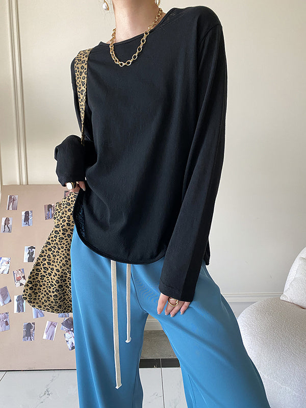 Simple Casual Loose Solid Color Sun-Protection T-Shirt Top
