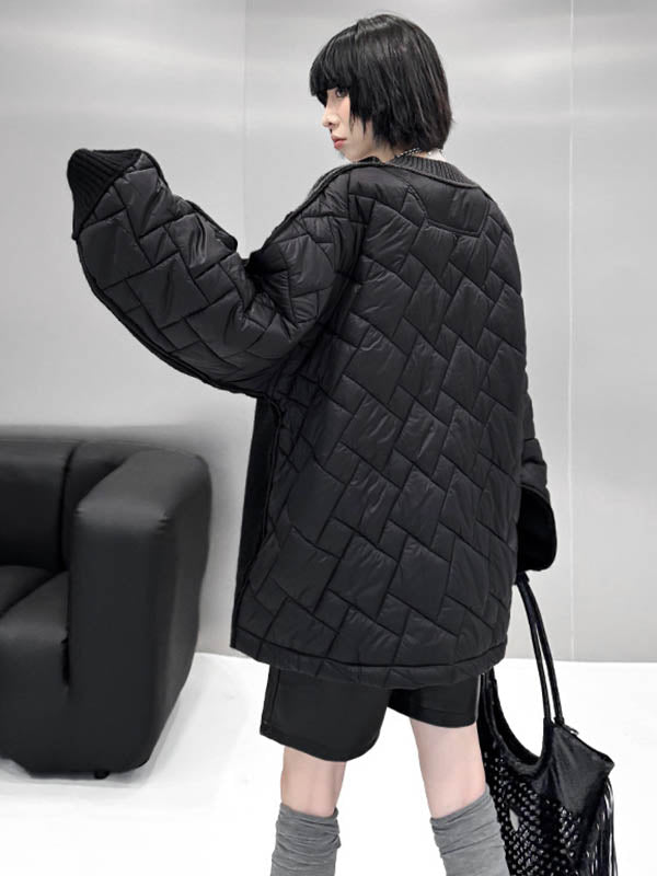 Buttoned Contrast Color Reversible Split-Joint Long Sleeves Loose Collarless Outerwear Cardigan Tops