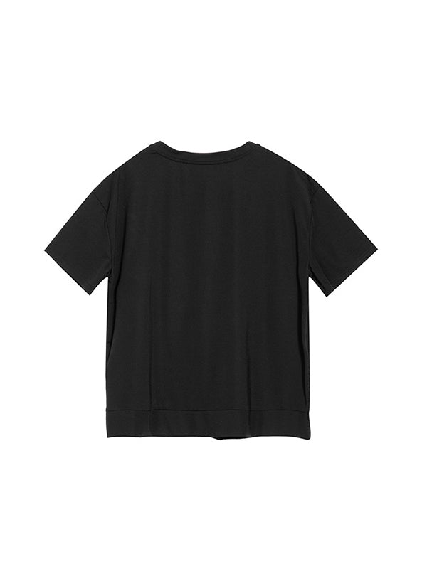 Asymmetric Split-Joint Zipper Loose Short Sleeves Round-neck T-Shirts Tops
