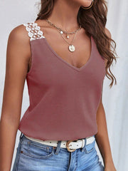 Split-Joint Loose Sleeveless V-Neck Vest Top