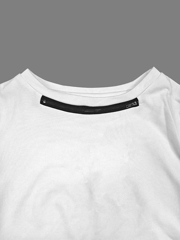 Contrast Color Drawstring Zipper Long Sleeves Tees&Pants Two Pieces Set