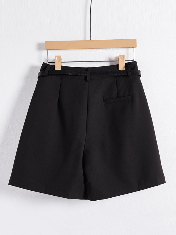 Pleated Split-Joint High Waisted Loose Shorts