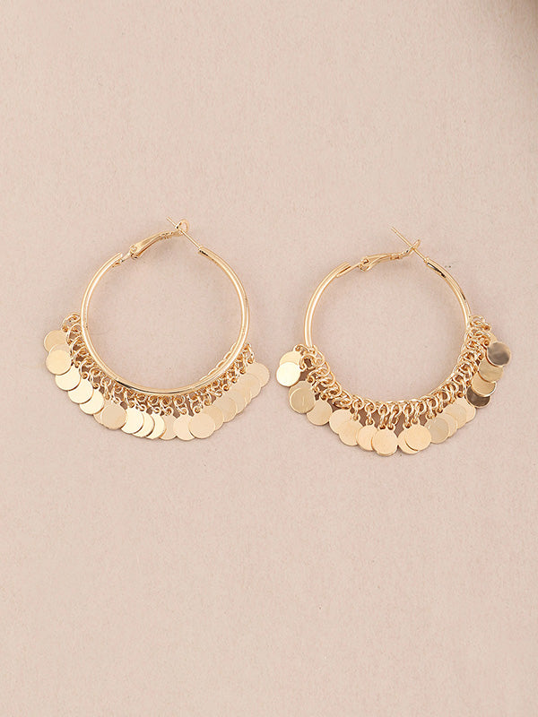 Tasseled Solid Color Geometric Earrings Accessories