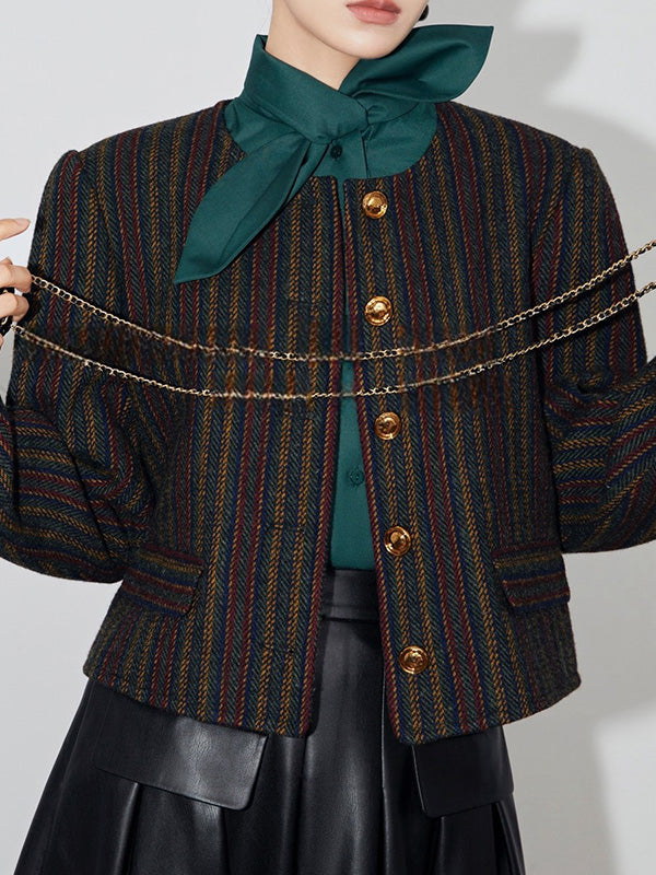 Buttoned Solid Color Long Sleeves Loose Mock Neck Blouses&shirts Tops