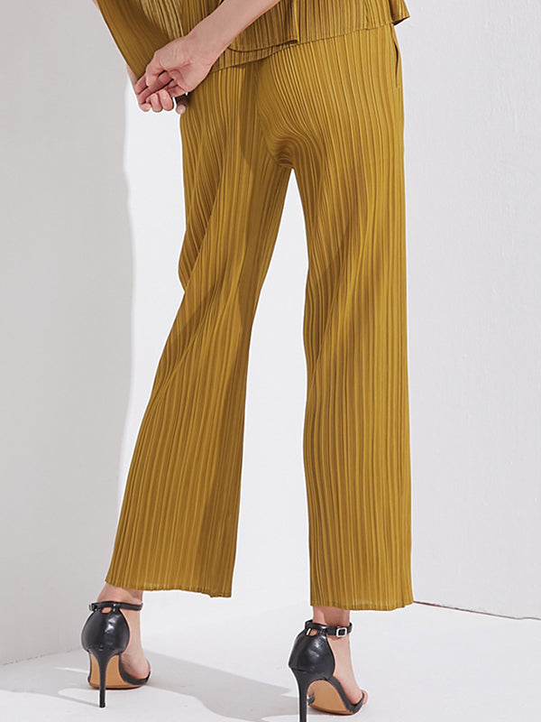 15 Colors Loose Elasticity High Waisted Wide Leg Pleated Pants
