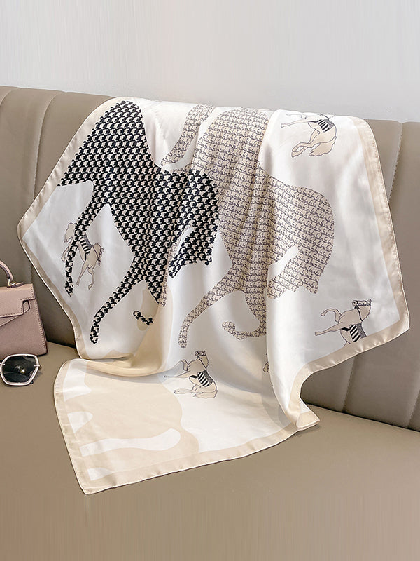 Animal Printed Houndstooth Square Scarfs&Hats