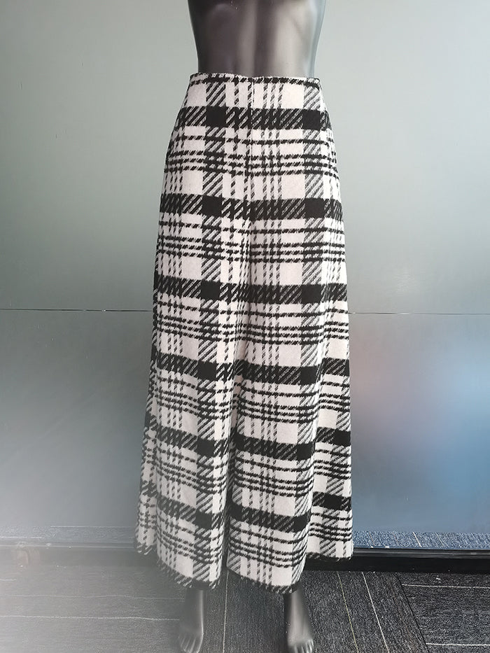 Urban Wide Leg Loose Plaid Mid Waist Pants