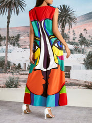 Sleeveless Wide Leg Figure Printed Jumpsuits