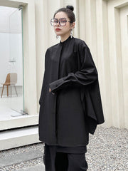 Light Maturity Irregular Stand Collar Long Sleeve Shirt