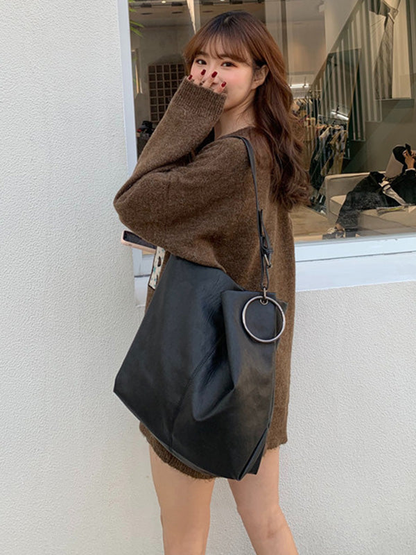Urban Solid Color PU Shoulder Bag