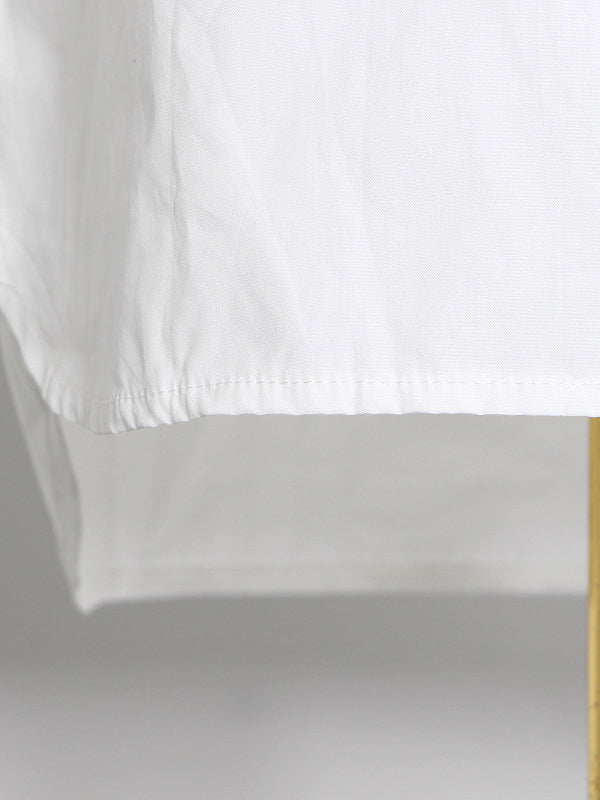 Simple Flared Sleeves Loose Solid Color Lapel Collar Midi Dresses