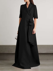 Loose Solid Color Split-Joint V-Neck Maxi Evening Dresses