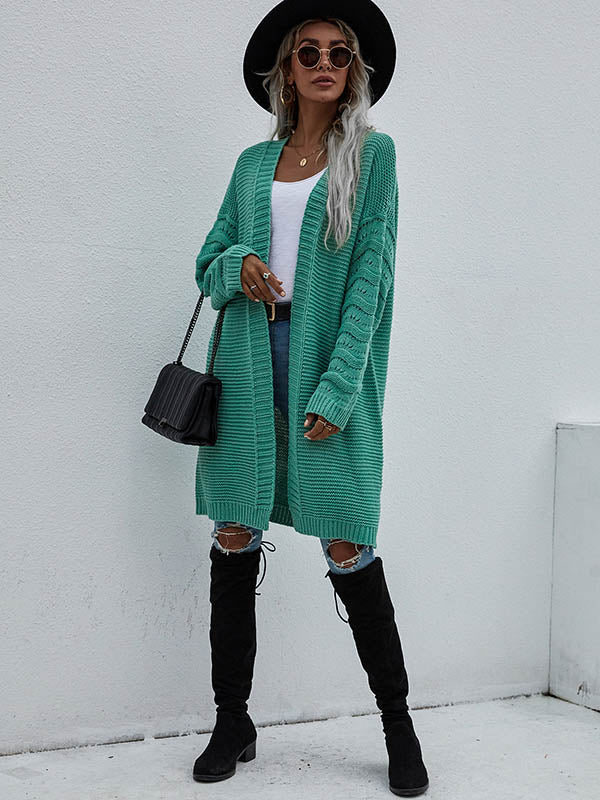 Urban Loose Solid Color Jacquard Cardigan Top