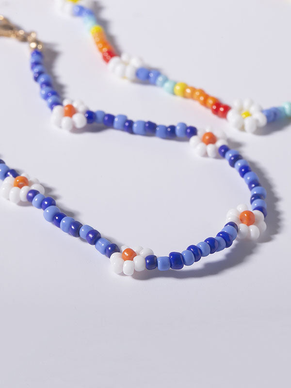 Boho Chic Rainbow Flower Beaded Anklets