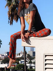 Plaid Flared Pants Trousers Pants