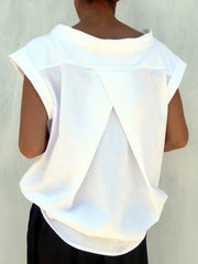 Solid Color Split-Joint Loose Short Sleeves Round-neck T-Shirts Tops