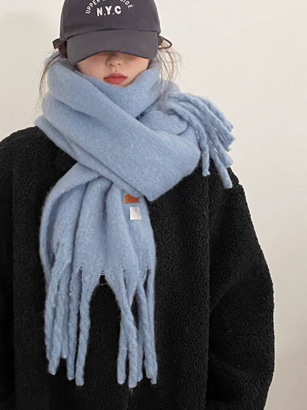 Keep Warm Tasseled Velvet Shawl&Scarf