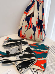 Contrast Color Woven Handbag Bags
