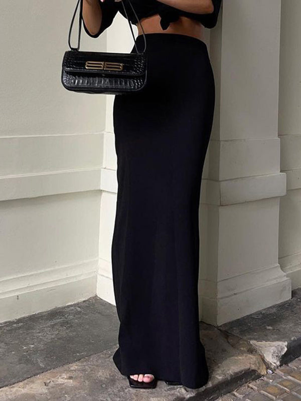 Solid Color A-Line Bodycon Skirts Bottoms