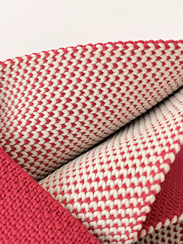 Contrast Color Polka-Dot Split-Joint Woven Handbags Bags