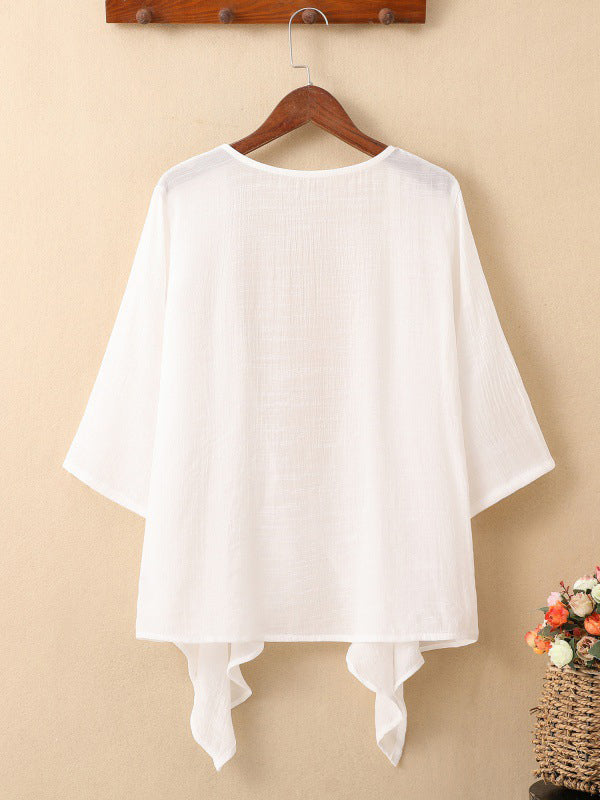 Pleated See-Through Solid Color Loose Sun-Protection Outerwear