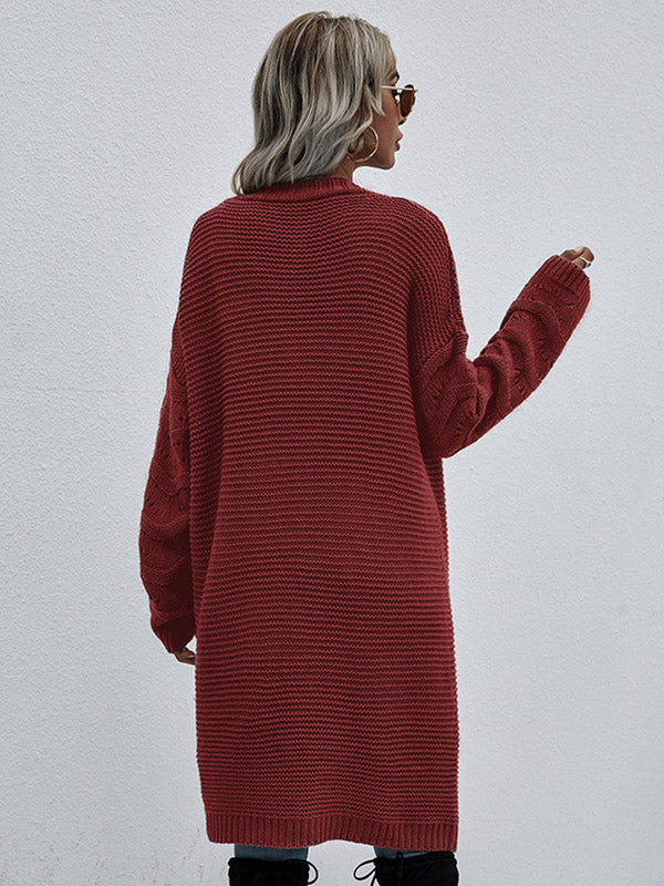 Urban Loose Solid Color Jacquard Cardigan Top