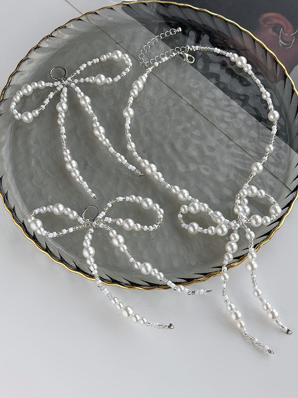 Bowknot Necklaces Accessories + Drop Earrings