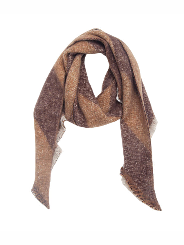 Diamond-Patterned Fringed Keep Warm Shawl&Scarf