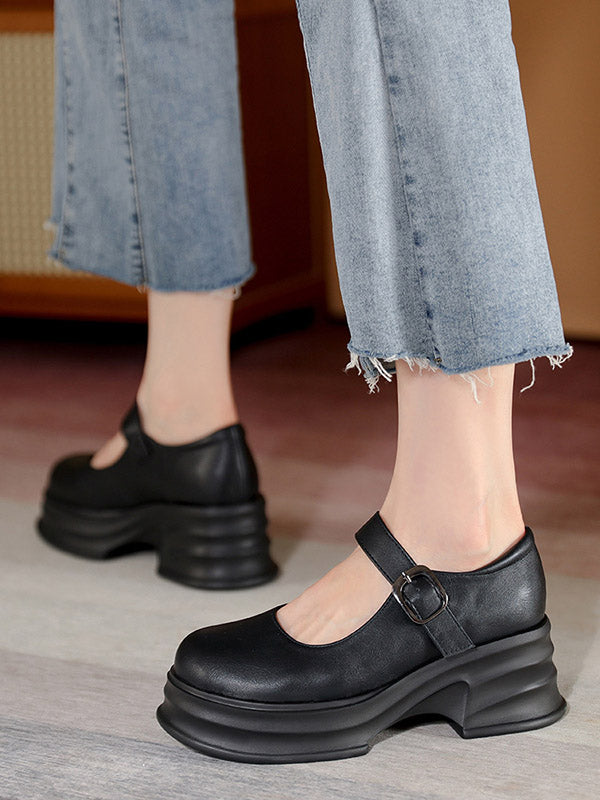 Belt Buckle Platform Shoes Mary Janes