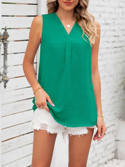 Solid Color Loose Sleeveless V-neck Vest Top