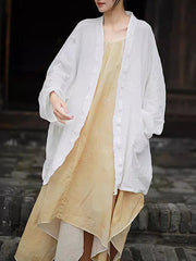 Pleated Solid Color Split-Joint Batwing Sleeves Loose Cover-Ups Tops