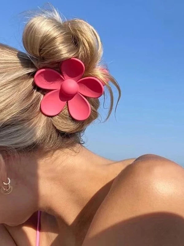 Flower Shape Solid Color Hair Clips