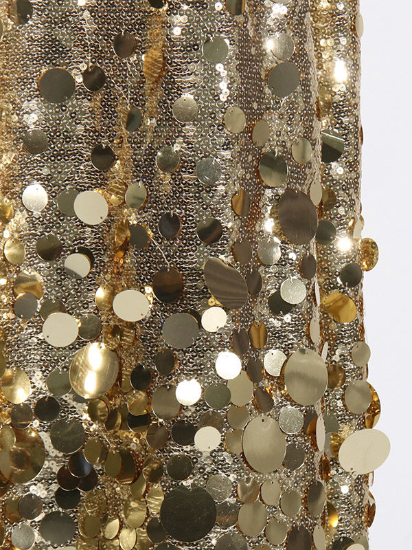 Sequined Shiny A-Line High Waisted Skirts Bottoms