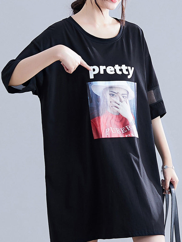 Urban Loose Split-Joint Half Sleeve Dress